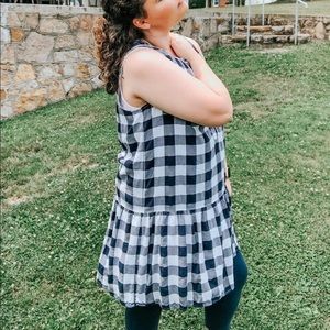 Crown & Ivy Navy and White Gingham Dress